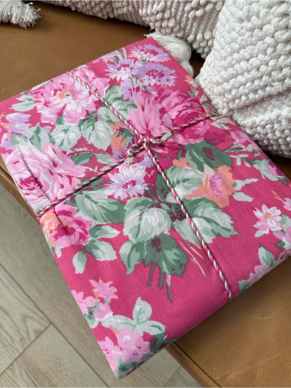 April Cornell cottage rose pink rose table cover tablecloth round 90”